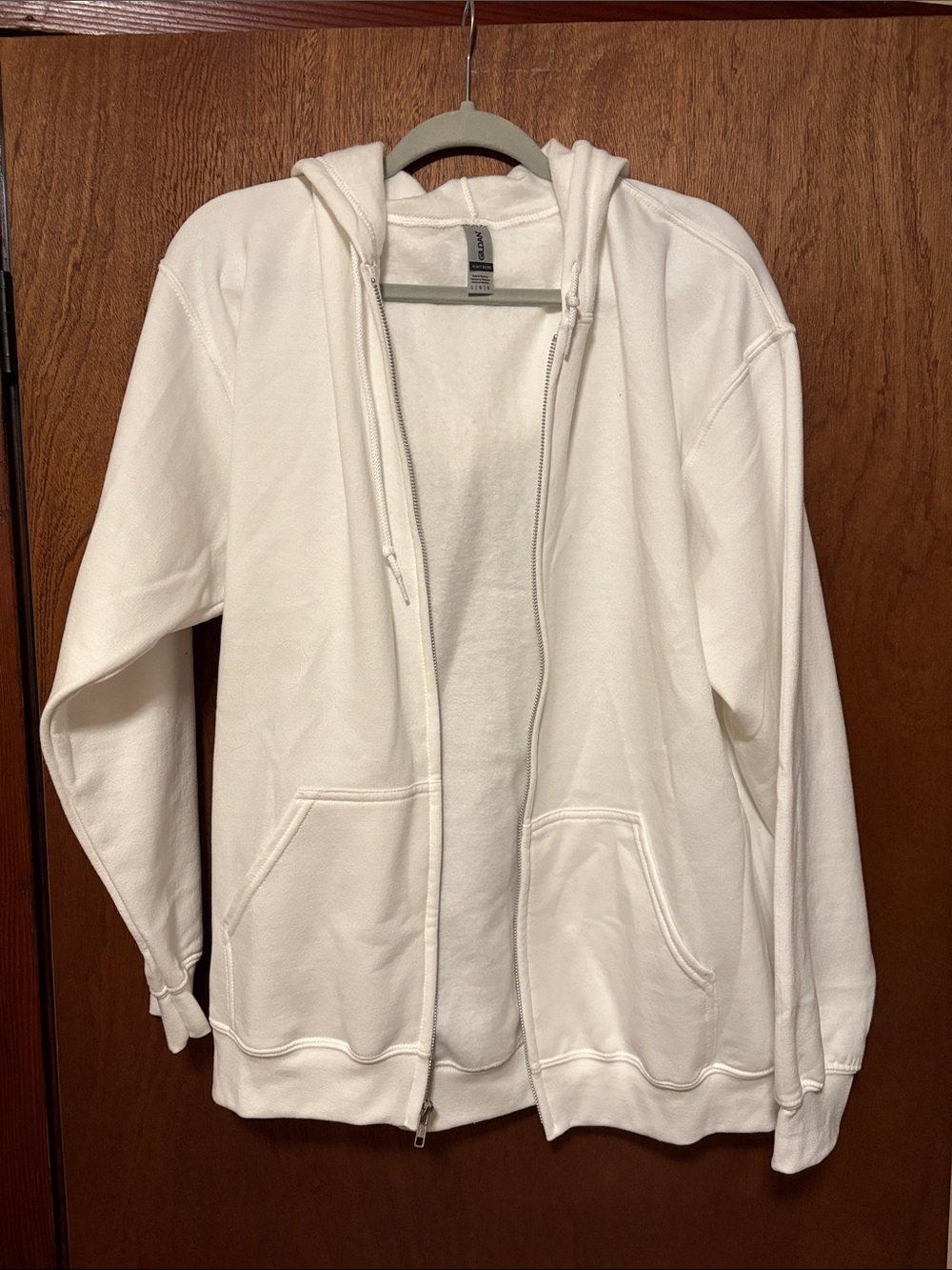 Gildan White Full-Zip Hooded Sweatshirt